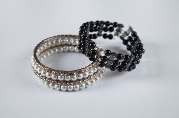 Bracelets isolated on white background. Concept of fashion.