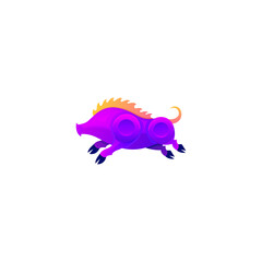 jump pig colorful ilustration abstract logo design 