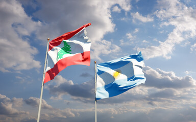 Flags of Lebanon and Argentina.