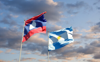 Flags of Laos and Argentina.