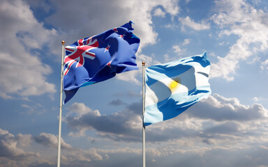 Flags of New Zealand and Argentina.