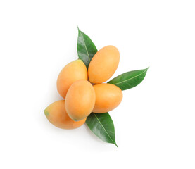 Top view maprang fruit , marian plum, or plum mango isolated on white background.