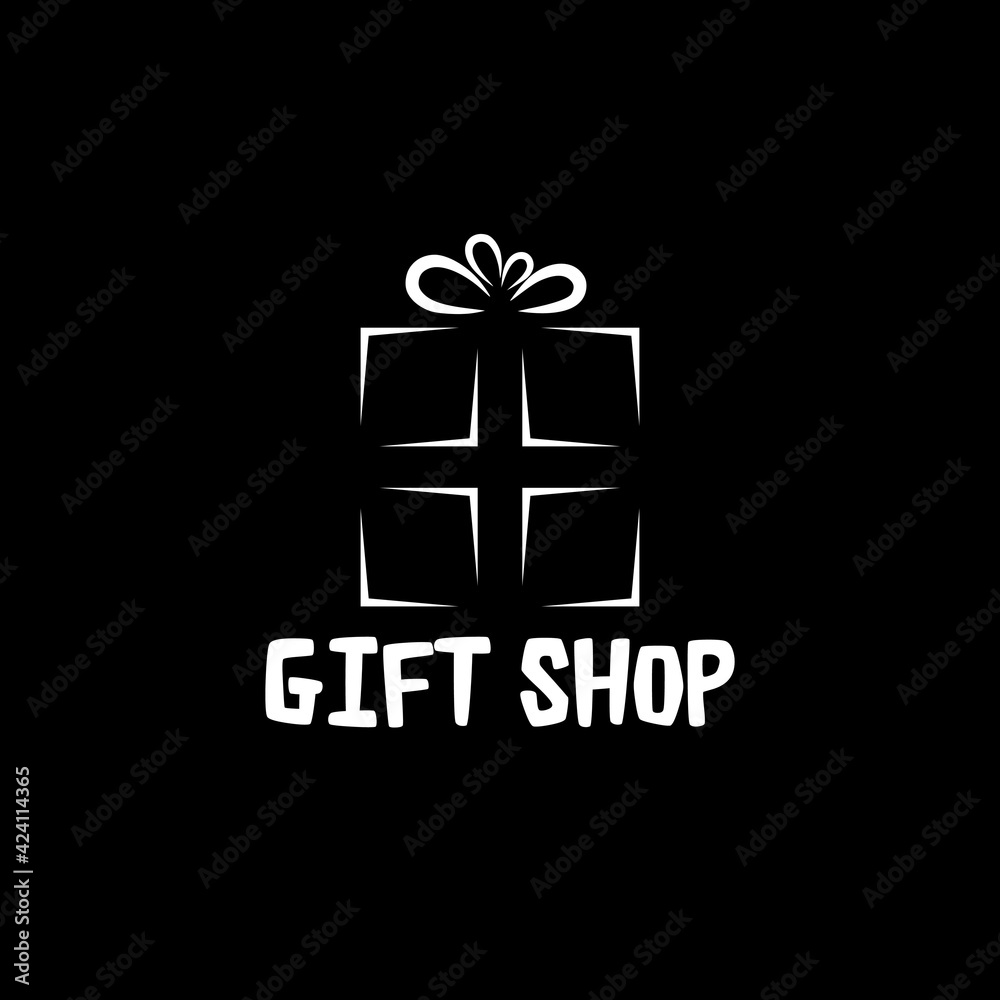 Wall mural Gift shop icon isolated on dark background