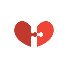 love puzzle logo template design flat style on white background . Vector illustration
