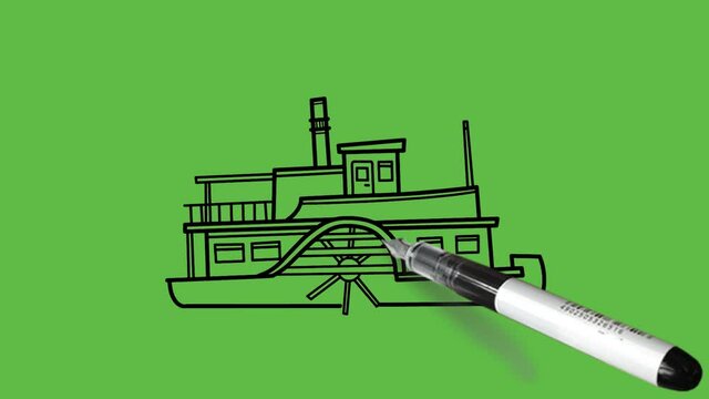 Drawing decent huge streamer with black and blue color combination on abstract green background
