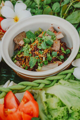 Eating culture Thai food Spicy minced beef Spicy minced pork minced Spicy minced pork salad Raw meat