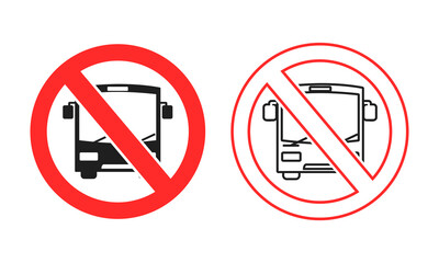 No bus sign. No entry. Bus prohibited from entering or parking. Illustratiopn vector