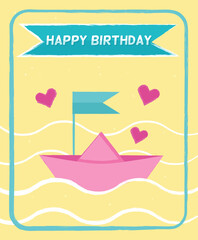 Yellow postcard boat