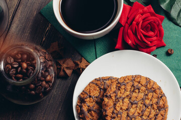 cookies on a plate sweets dessert breakfast wooden table