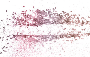 Pink glitter sparkles on white background