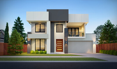 Modern home design 3d rendering