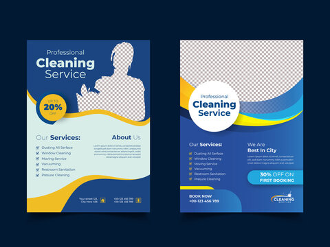 Cleaning service flyer creative modern editable print ready template suitable for cleaning poster or cover design	
