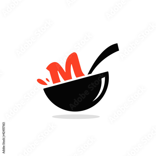 Initial Letter M Food Logo Design Template Illustration Vector Graphic Design Concept Bowl And Spoon With Letter Symbol Perfect For Cafe Restaurant Cooking Business Wall Mural Aqilah Initial Letter M Food Logo Design Template Illustration Vector Graphic Design Concept Bowl And Spoon With Letter Symbol Perfect For Cafe Restaurant Cooking Business Wall Mural Aqilah