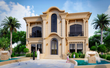 Modern home design 3d rendering