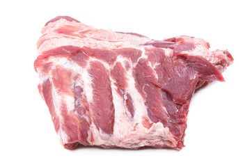 Raw pork ribs are isolated on a white background.