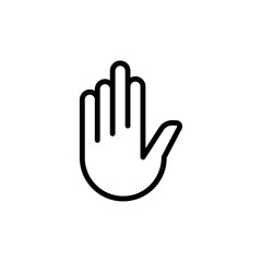 Fototapeta na wymiar Hand stop sign outline icon. linear style sign for mobile concept and web design. Human hand simple line vector icon. Palm symbol, logo illustration. Pixel perfect vector graphics