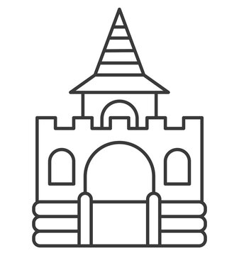 recommend clip art: Bouncy castle outline icon. Jumping house on kids playground. Vector illustration.