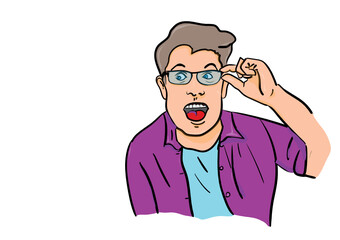 surprised young man with glasses