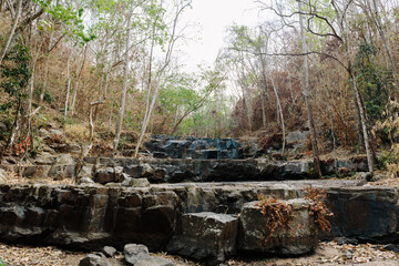 Waterfall in Namtok Samlan National Park, dry season	