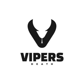 Vector Logo Illustration Viper Silhouette Style.