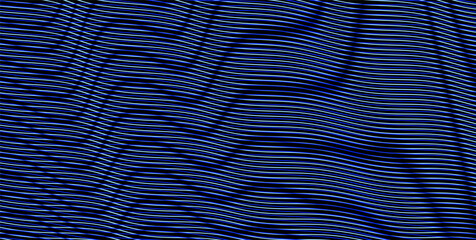 Futuristic abstract dark blue textured banner with wavy lines and moire effect. Indigo wave background saver for interior decor, wall panel, mobile apps, business card, image of blog.