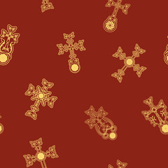 Seamless pattern with ancient Armenian symbol Khachkar. Armenian cross stone for your project