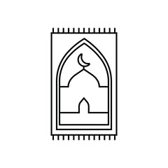Prayer rug icon on white background. Traditional Islamic Background.