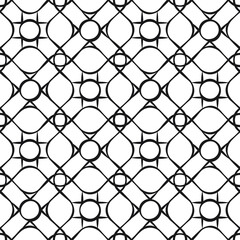 Naklejka premium Cross seamless pattern, black. A seamless retro pattern with dots intertwined with lines.