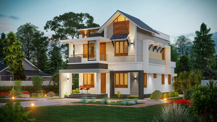 Fototapeta na wymiar Modern home designs 3d rendering