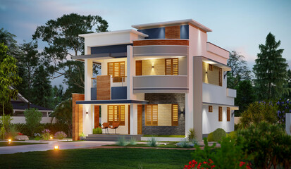 Modern home designs 3d rendering