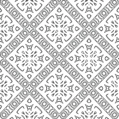  Geometric vector pattern with triangular elements. Seamless abstract ornament for wallpapers and backgrounds. Black and white colors. 