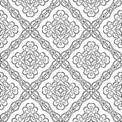  Geometric vector pattern with triangular elements. Seamless abstract ornament for wallpapers and backgrounds. Black and white colors. 