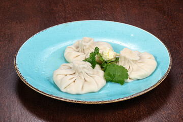 Georgian traditional cuisine - khinkali with meat
