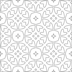 Geometric vector pattern with triangular elements. Seamless abstract ornament for wallpapers and backgrounds. Black and white colors. 