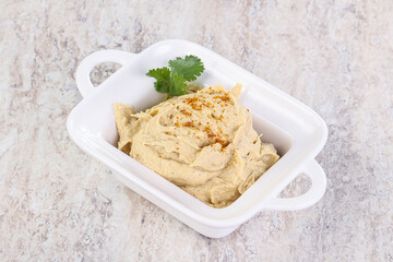 Traditional Jewish Hummus with olive oil