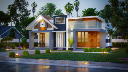 Fototapeta na wymiar Modern home designs 3d rendering