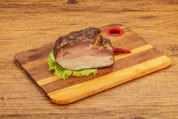 Homemade Smoked pork peat with spices