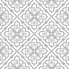 Geometric vector pattern with triangular elements. Seamless abstract ornament for wallpapers and backgrounds. Black and white colors. 