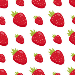 Seamless pattern with strawberry on white background. Vector image.