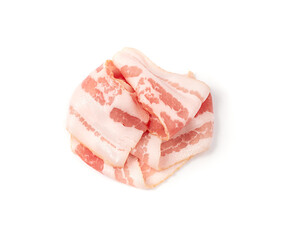 Raw Smoked Bacon Isolated, Streaky Brisket Slices