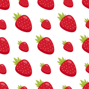 Seamless pattern with strawberry on white background. Vector image.