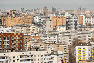 Many residential buildings in a large city. Megalopolis pattern