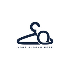 illustration of minimalist botique logo design . the elegant hanger silhouette icon