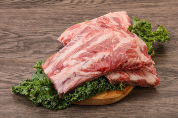 Raw pork ribs for cooking