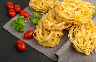 Homemade Egg Pasta Tagliatelle, Raw Nest Noodles