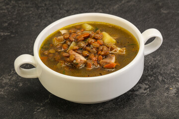 Lentil soup with chicken and vegetables