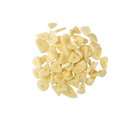 Fresh Garlic Parts Isolated on White Background