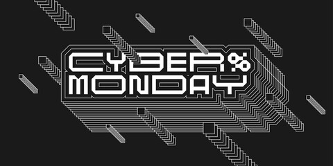 Cyber Monday banner. Modern backgrounds with abstract elements and dynamic shapes.