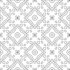 Geometric vector pattern with triangular elements. Seamless abstract ornament for wallpapers and backgrounds. Black and white colors. 