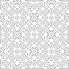 Geometric vector pattern with triangular elements. Seamless abstract ornament for wallpapers and backgrounds. Black and white colors. 